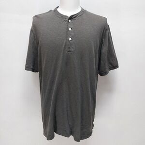 Faherty Henley Shirt Men's XL Grey Organic Cotton Linen Tee Casual Minimalist